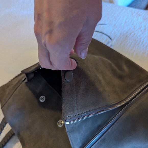 All Saints Suede Tote Bag - Gray/Tan - Picture 10 of 11